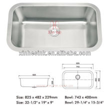 Amerikanische Single Bowl Undermount Edelstahl Küchenspüle